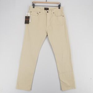 Beams + 5 Pocket Tapered Pique Pants Mens M Beige Tapered Fit Zip Fly